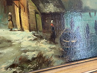 Schilderij op paneel, 'schaats tafereel' - afbeelding 4 van  8