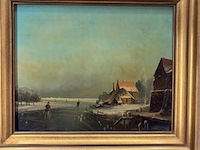 Schilderij op paneel, 'schaatsen winterlandschap' - afbeelding 2 van  9