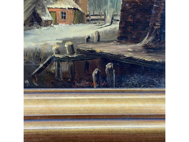Schilderij op paneel, 'schaatsen winterlandschap' - afbeelding 4 van  9