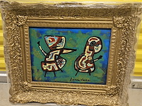 Schilderij, tonnie voorn, "cobra figuren" olieverf op doek - afbeelding 1 van  6