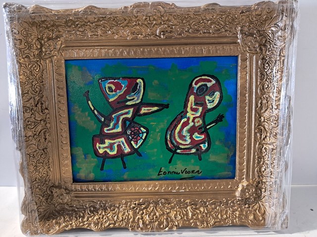 Schilderij, tonnie voorn, "cobra figuren" olieverf op doek - afbeelding 5 van  6