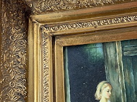Schilderij, 'vrouw, 2 kinderen en een ezel' - afbeelding 6 van  9
