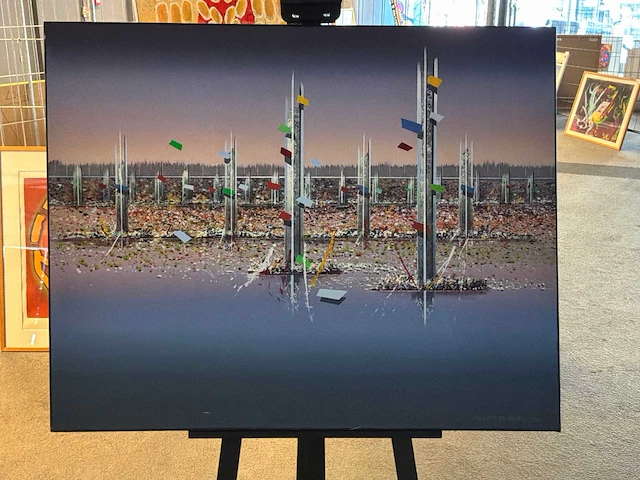 Schilderij “willem de vries - landschap met objecten “ - afbeelding 1 van  6