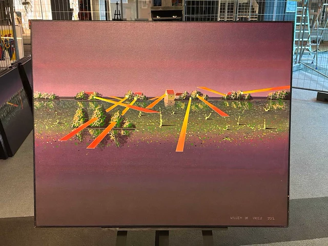 Schilderij “willem de vries- het verlichte dorp ii” - afbeelding 1 van  6