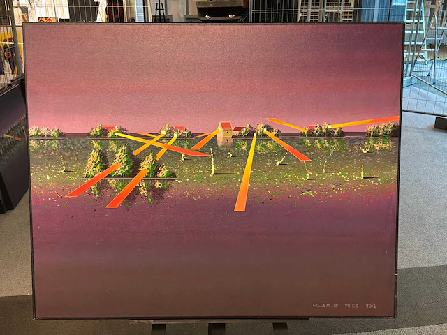 Schilderij “willem de vries- het verlichte dorp ii” - afbeelding 2 van  6