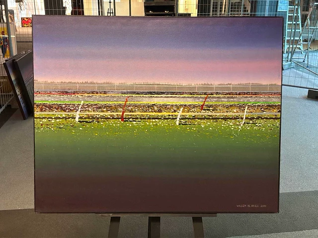 Schilderij “willem de vries- spoorlijn langs water - afbeelding 1 van  6