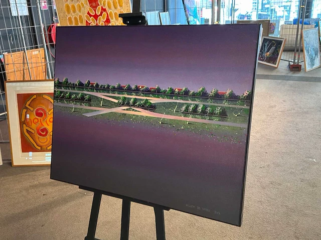 Schilderij “willem de vries-dorpsgezicht “ - afbeelding 2 van  6