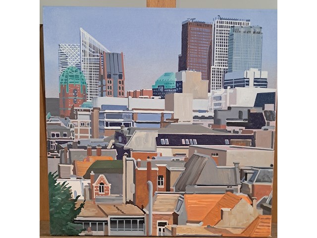 Schilderij, willem van der hofstede, gezicht op den haag 3 - afbeelding 2 van  6