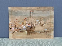 Schilderij zeeslag 470x370 mm