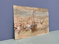 Schilderij zeeslag 470x370 mm - afbeelding 3 van  8