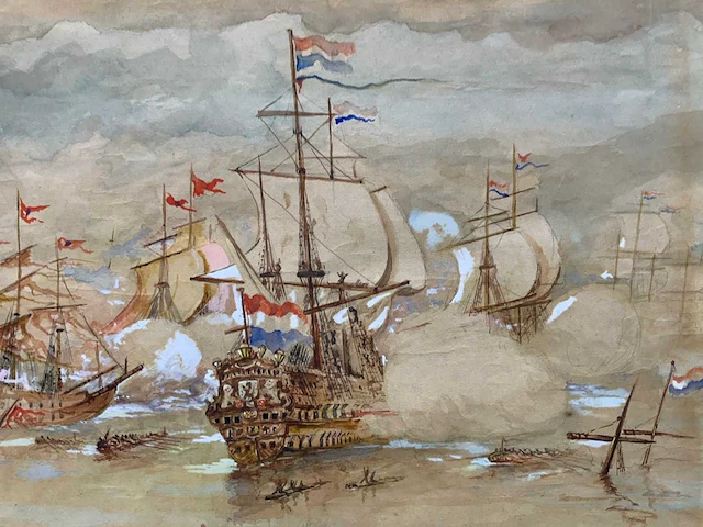 Schilderij zeeslag 470x370 mm - afbeelding 4 van  8