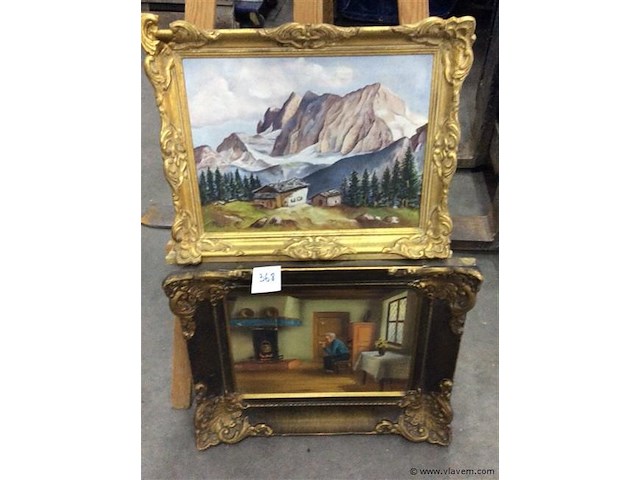 Schilderijen 2stuks (waarvan 1 besch. ) - afbeelding 1 van  5