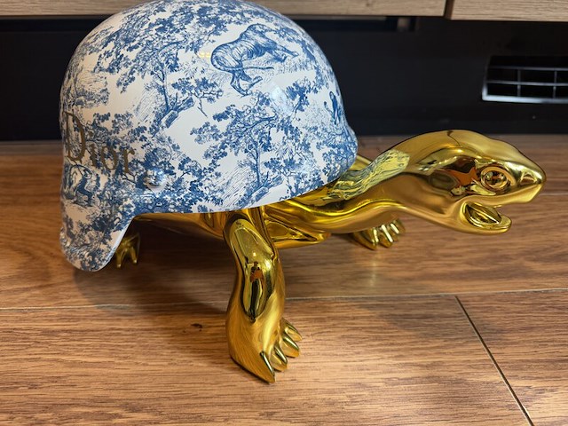 Schildpad beeld "dior", lior24, blauw - afbeelding 4 van  6
