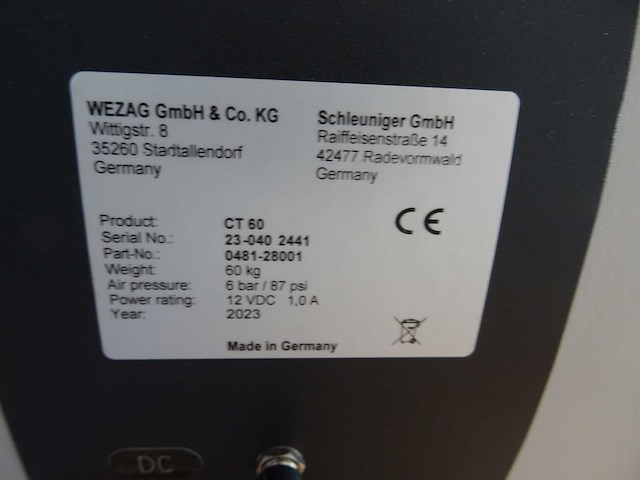 Schleuniger - ct60 - 2023 - pneumatische krimpmachine - afbeelding 5 van  5