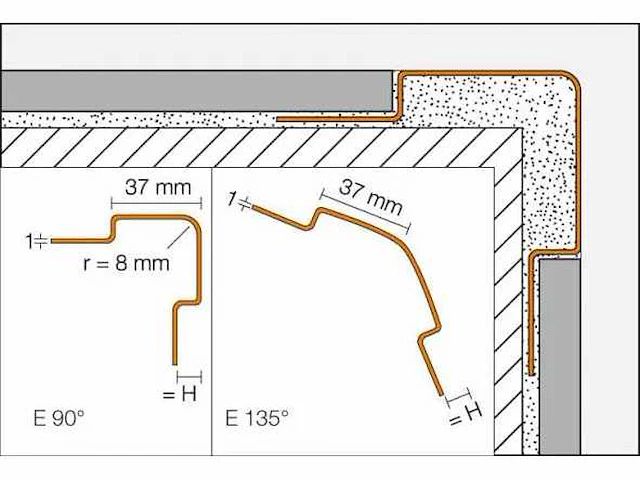 Schluter systems - eck e37v2a80/300 - profiel 12 m1 (4x) - afbeelding 3 van  5