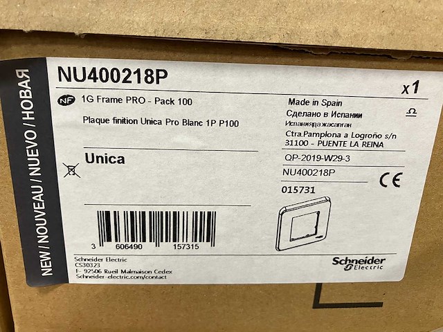 Schneider electric - nu400218p - unica frame pro - 24x 100 pieces - afbeelding 3 van  3