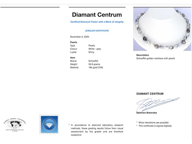 Schoeffel - barok parel ketting met witgouden sluiting - afbeelding 3 van  8