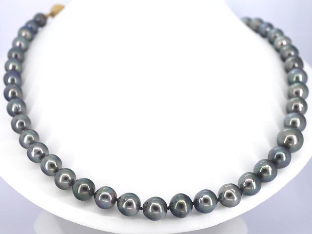 Schoeffel - tahiti parel ketting met gouden diamanten sluiting - afbeelding 4 van  11