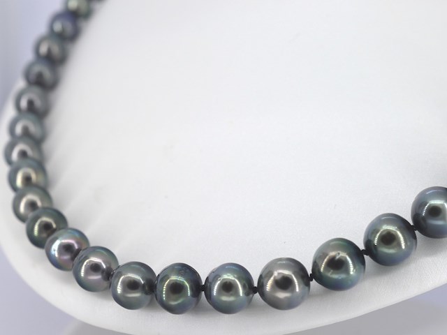 Schoeffel - tahiti parel ketting met gouden diamanten sluiting - afbeelding 5 van  11