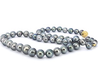 Schoeffel - tahiti parel ketting met gouden diamanten sluiting - afbeelding 6 van  11