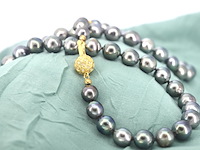 Schoeffel - tahiti parel ketting met gouden diamanten sluiting - afbeelding 7 van  11