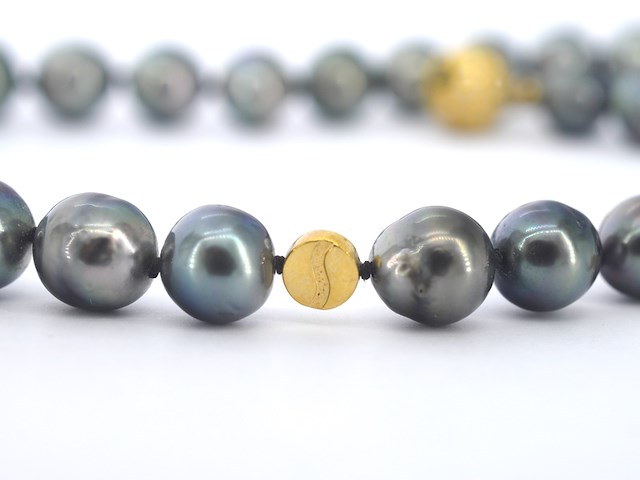 Schoeffel - tahiti parel ketting met gouden diamanten sluiting - afbeelding 11 van  11