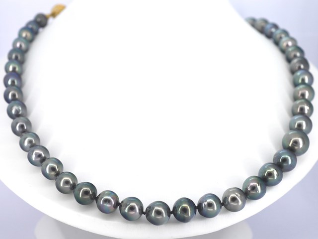Schoeffel - tahiti parel ketting met gouden diamanten sluiting - afbeelding 4 van  11