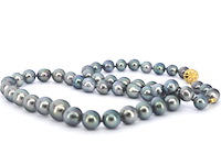 Schoeffel - tahiti parel ketting met gouden diamanten sluiting - afbeelding 6 van  11