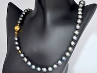 Schoeffel - tahiti parel ketting met gouden diamanten sluiting
