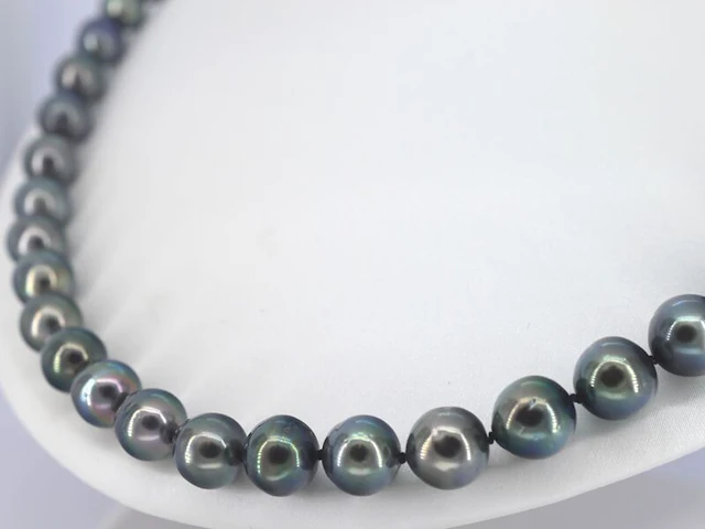 Schoeffel - tahiti parel ketting met gouden diamanten sluiting - afbeelding 5 van  11