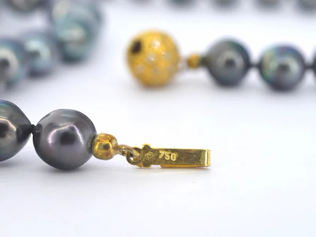Schoeffel - tahiti parel ketting met gouden diamanten sluiting - afbeelding 10 van  11