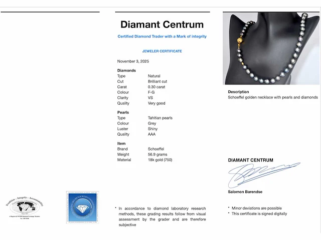 Schoeffel tahiti parelketting diamant sluiting - afbeelding 4 van  10