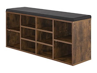 Schoenenkast / schoenenrek 10 vakken - 104 x 30 x 48 cm - donkerbruin - incl. zitkussen - afbeelding 5 van  10