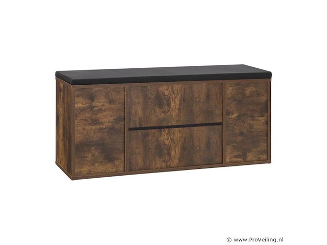 Schoenenkast / schoenenrek 10 vakken - 104 x 30 x 48 cm - donkerbruin - incl. zitkussen - afbeelding 6 van  10