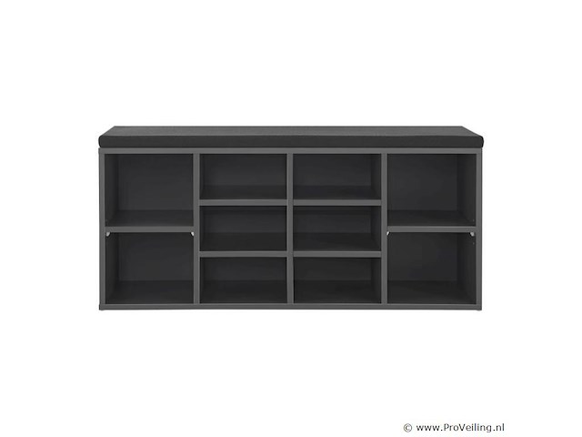 Schoenenkast / schoenenrek 10 vakken - 104 x 30 x 48 cm - donkergrijs - incl. zitkussen - afbeelding 4 van  10