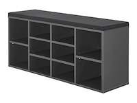 Schoenenkast / schoenenrek 10 vakken - 104 x 30 x 48 cm - donkergrijs - incl. zitkussen - afbeelding 5 van  10