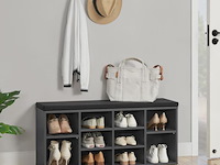 Schoenenkast / schoenenrek 10 vakken - 104 x 30 x 48 cm - donkergrijs - incl. zitkussen - afbeelding 3 van  10