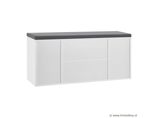 Schoenenkast / schoenenrek 10 vakken - 104 x 30 x 48 cm - wit - incl. zitkussen - afbeelding 6 van  10
