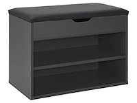Schoenenkast / schoenenrek 2 vakken - 60 x 30 x 44 cm - donkergrijs - incl. zitkussen - afbeelding 1 van  10