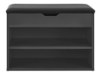 Schoenenkast / schoenenrek 2 vakken - 60 x 30 x 44 cm - donkergrijs - incl. zitkussen - afbeelding 4 van  10