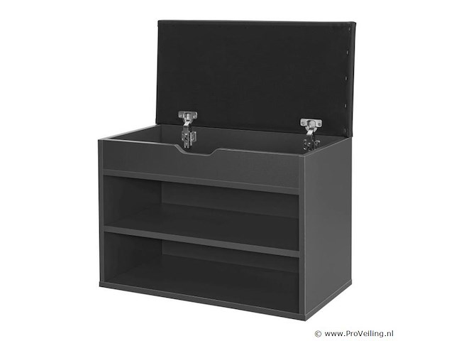 Schoenenkast / schoenenrek 2 vakken - 60 x 30 x 44 cm - donkergrijs - incl. zitkussen - afbeelding 5 van  10