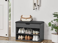 Schoenenkast / schoenenrek 2 vakken - 60 x 30 x 44 cm - donkergrijs - incl. zitkussen - afbeelding 3 van  10