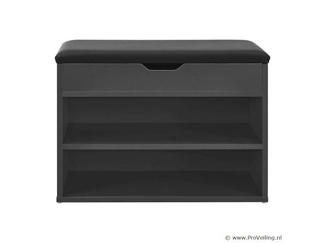 Schoenenkast / schoenenrek 2 vakken - 60 x 30 x 44 cm - donkergrijs - incl. zitkussen - afbeelding 4 van  10