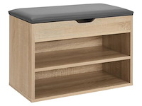 Schoenenkast / schoenenrek 2 vakken - 60 x 30 x 44 cm - houtkleur - incl. zitkussen - afbeelding 1 van  10