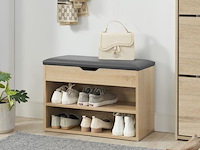 Schoenenkast / schoenenrek 2 vakken - 60 x 30 x 44 cm - houtkleur - incl. zitkussen - afbeelding 3 van  10