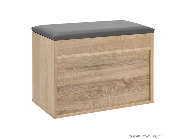 Schoenenkast / schoenenrek 2 vakken - 60 x 30 x 44 cm - houtkleur - incl. zitkussen - afbeelding 6 van  10