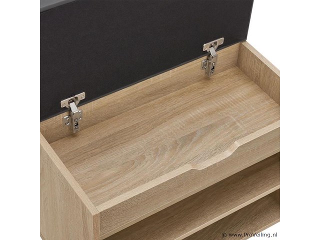 Schoenenkast / schoenenrek 2 vakken - 60 x 30 x 44 cm - houtkleur - incl. zitkussen - afbeelding 7 van  10