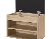 Schoenenkast / schoenenrek 2 vakken - 60 x 30 x 44 cm - houtkleur - incl. zitkussen - afbeelding 5 van  10