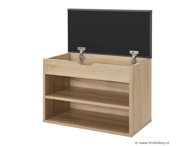 Schoenenkast / schoenenrek 2 vakken - 60 x 30 x 44 cm - houtkleur - incl. zitkussen - afbeelding 5 van  10