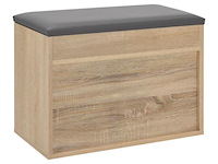 Schoenenkast / schoenenrek 2 vakken - 60 x 30 x 44 cm - houtkleur - incl. zitkussen - afbeelding 6 van  10